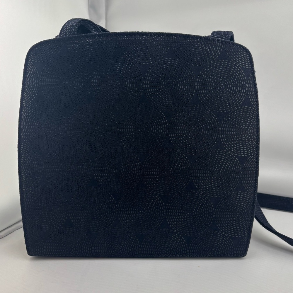 Vintage 80s Bruno Magli Shoulder Bag Black Geometric Italian - Picture 7 of 11